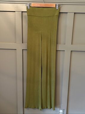 Everlane The Rib Knit Stretch Flare High Waisted Pants Moss Green Size XS